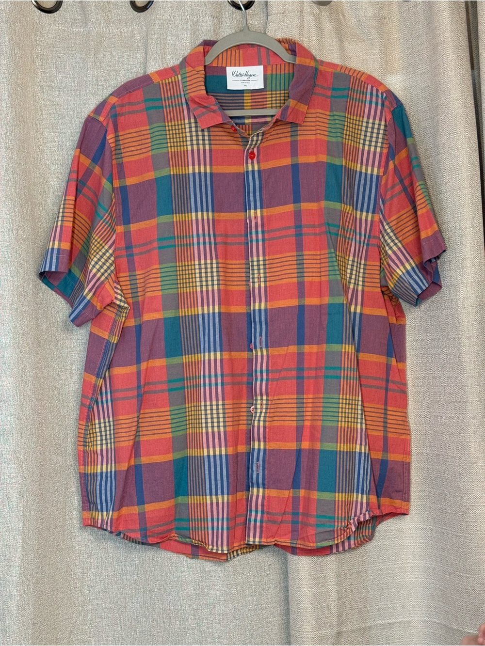 Walter Hagen Multicolor Plaid Short-Sleeve Button-Down Shirt